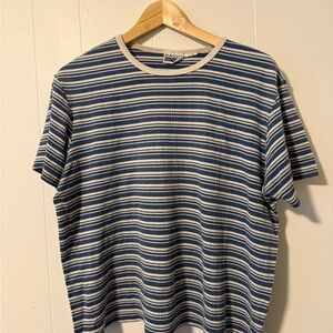 Vintage Basic Editions Grey Blue and Cream Striped Tee